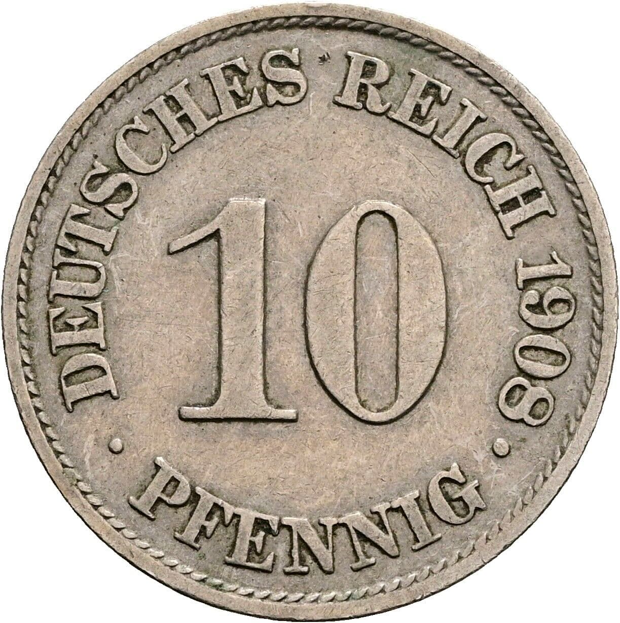 10 Pfennig 1908 A – Vorderseite