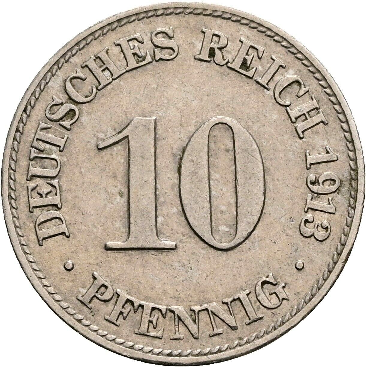 10 Pfennig 1913 D – Vorderseite