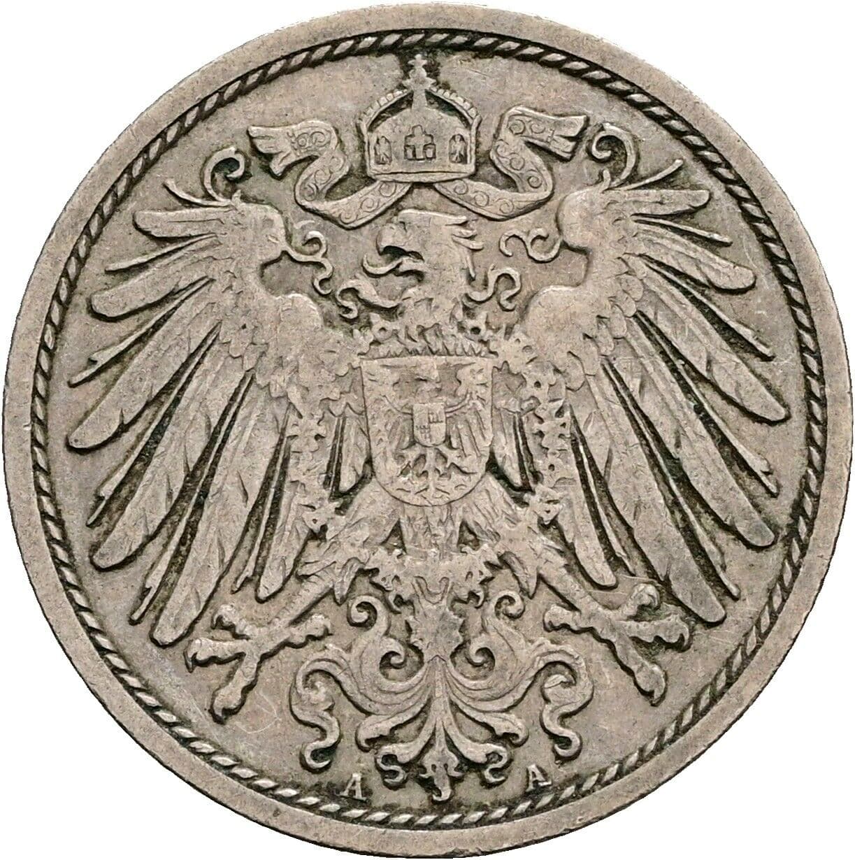 10 Pfennig 1908 A – Rückseite