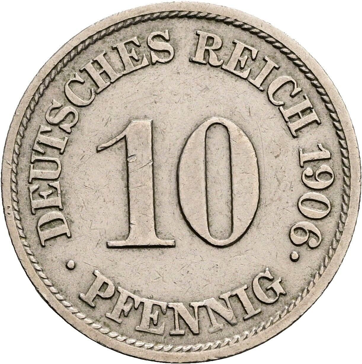 10 Pfennig 1906 J – Vorderseite