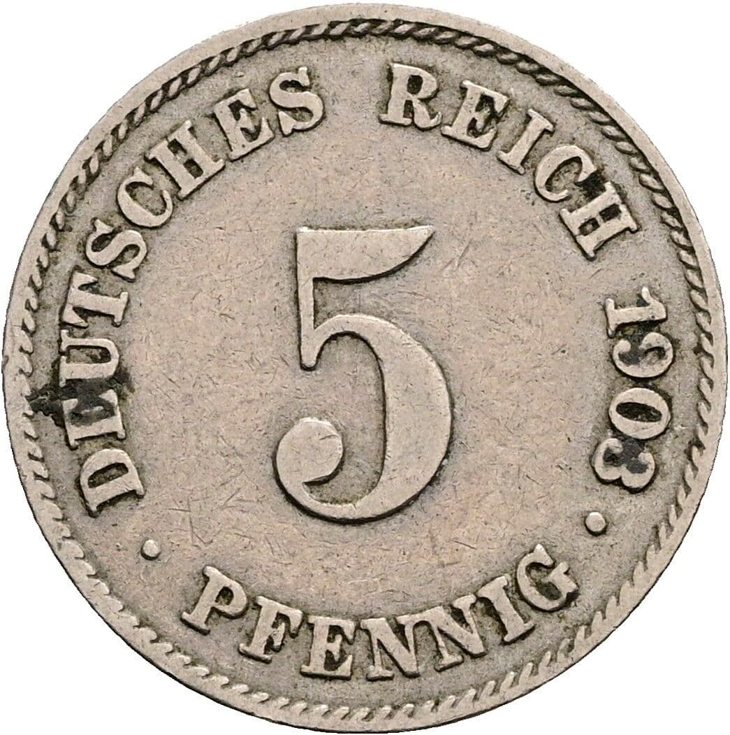 5 Pfennig 1903 J – Vorderseite