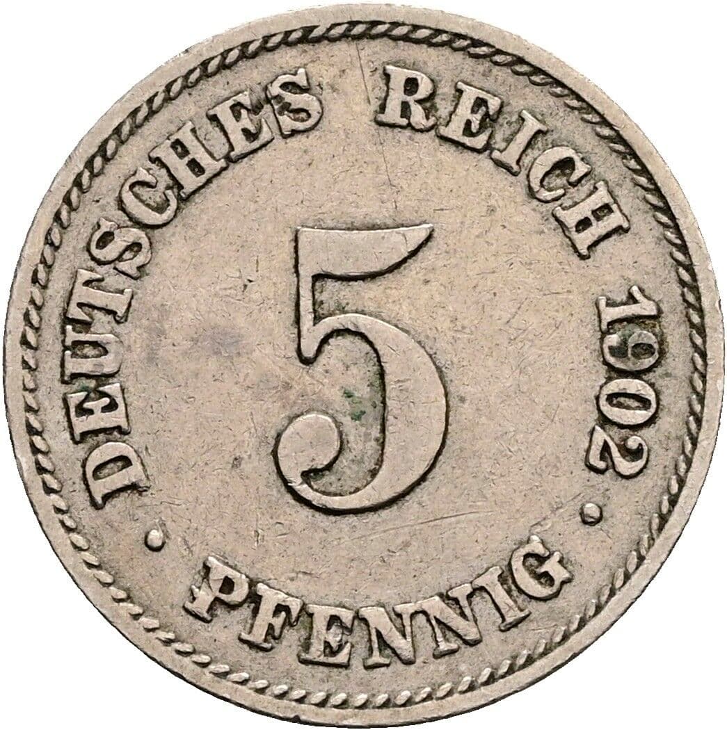 5 Pfennig 1902 E – Vorderseite