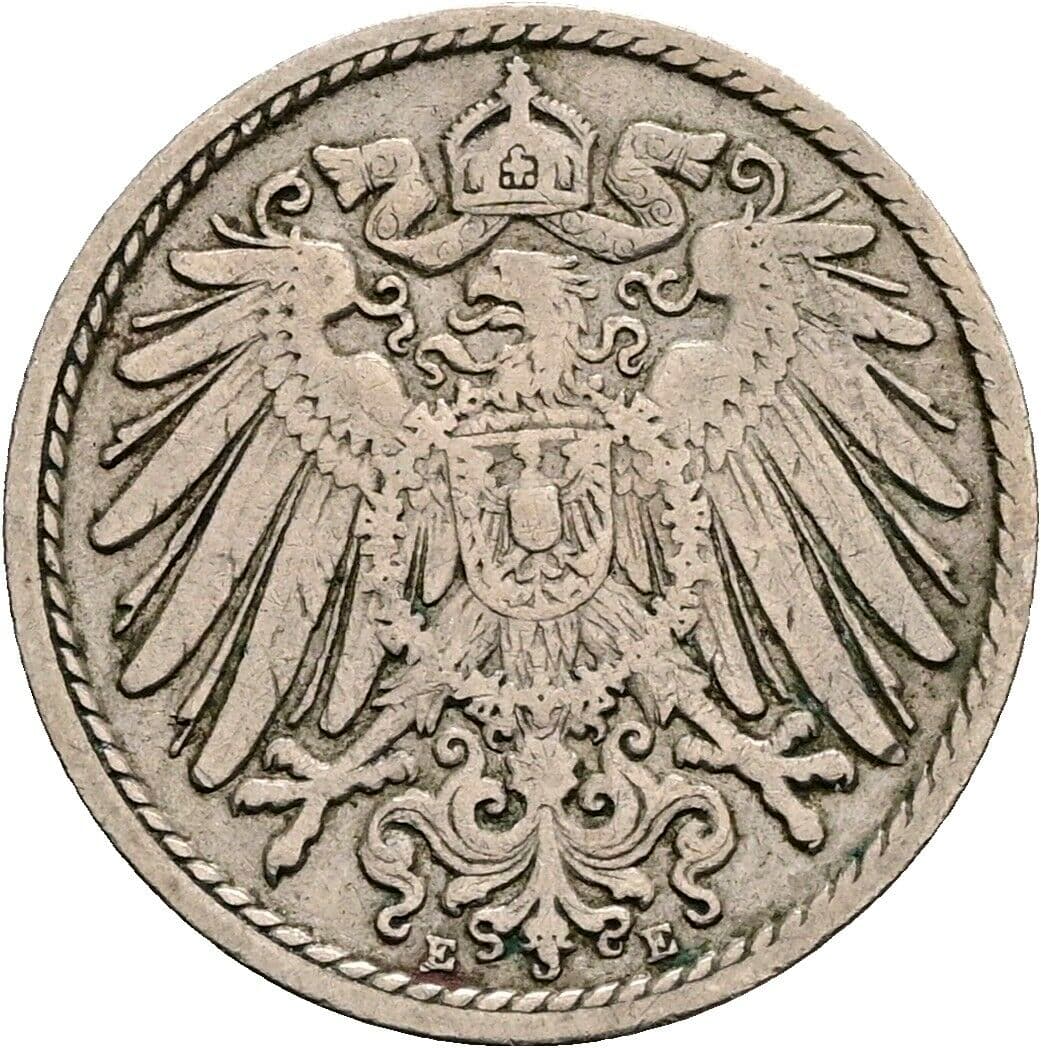 5 Pfennig 1902 E – Rückseite