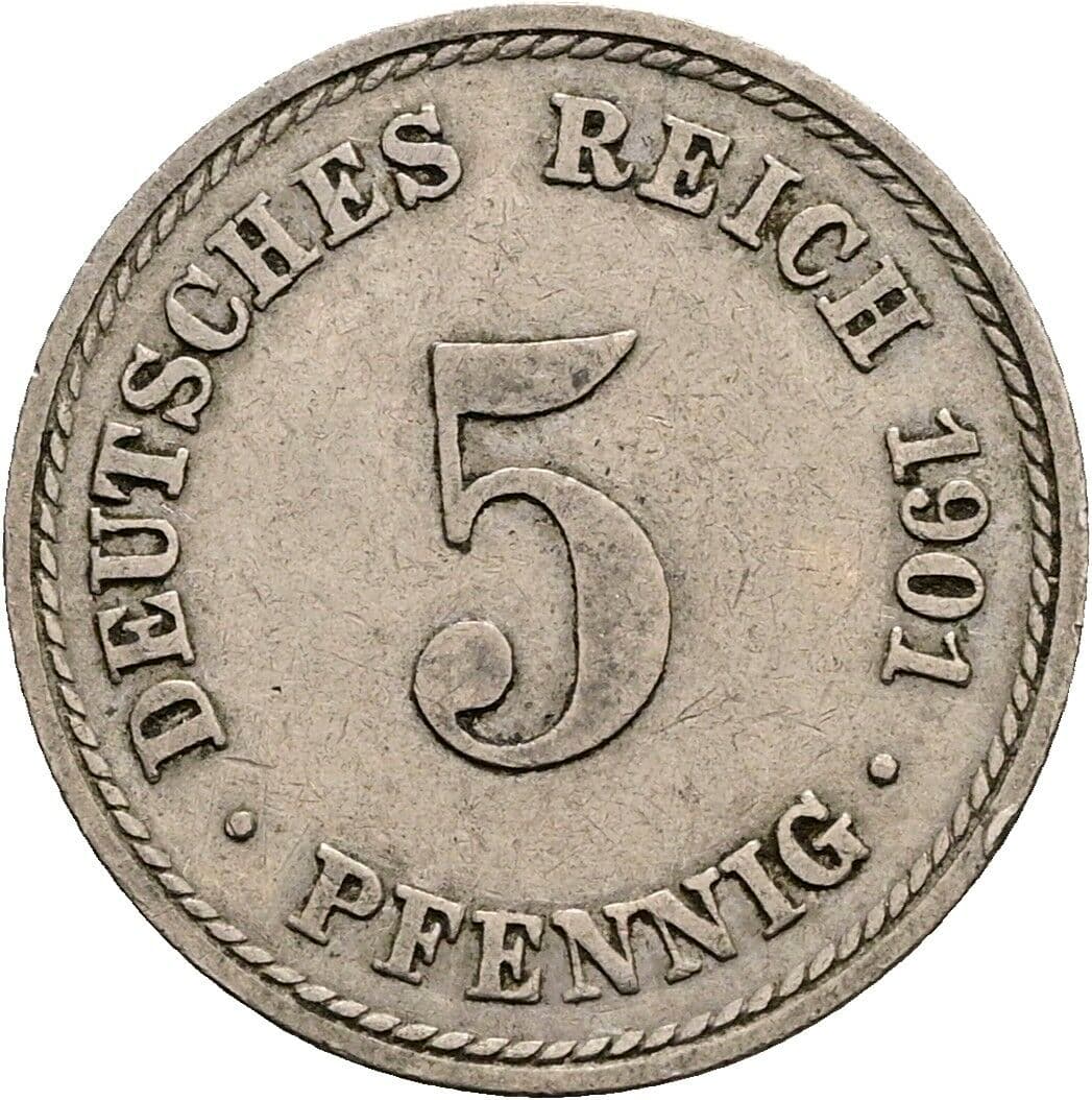 5 Pfennig 1901 A – Vorderseite