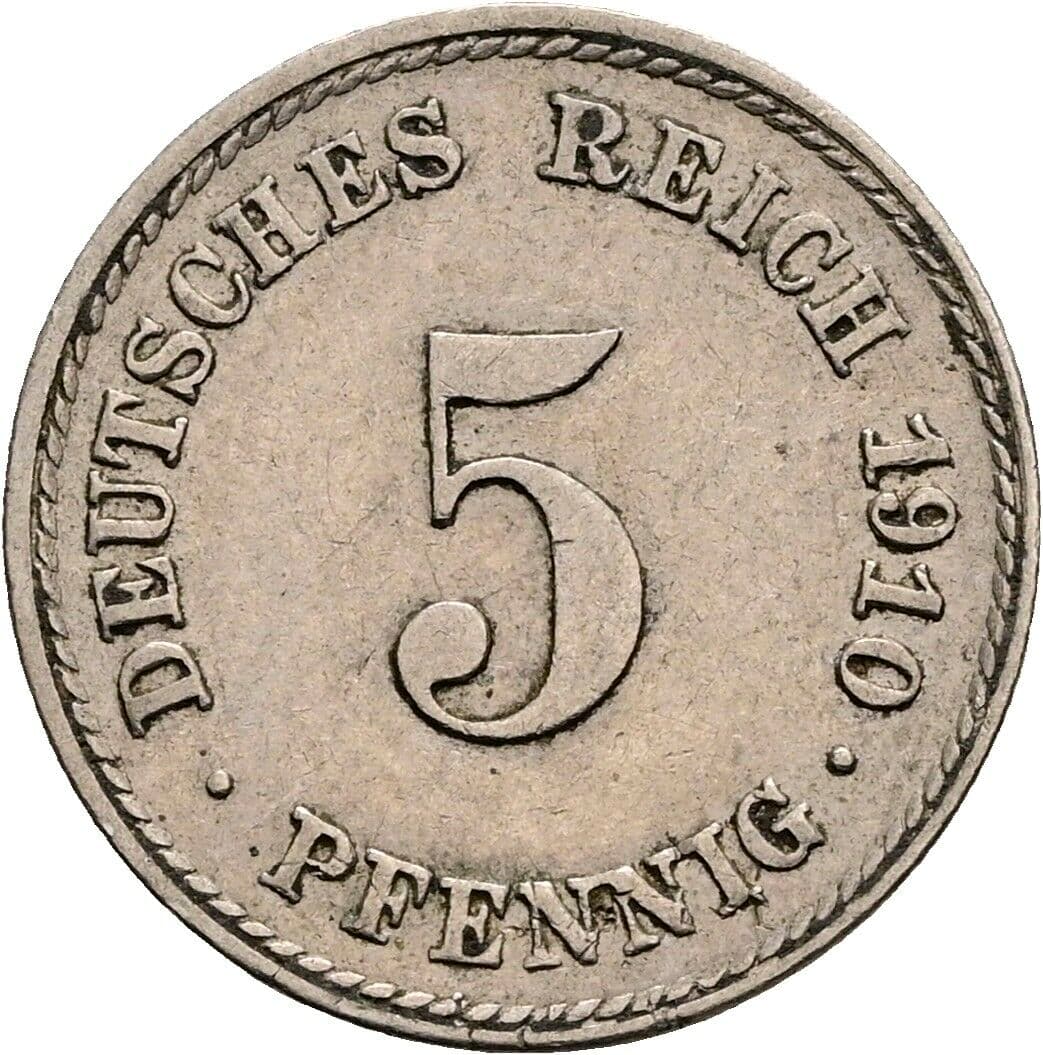 5 Pfennig 1910 F – Vorderseite
