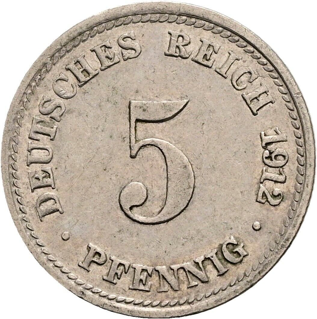 5 Pfennig 1912 D – Vorderseite