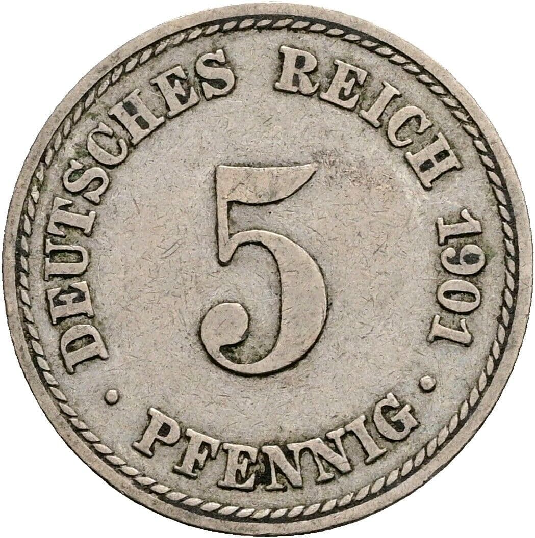 5 Pfennig 1901 A – Vorderseite