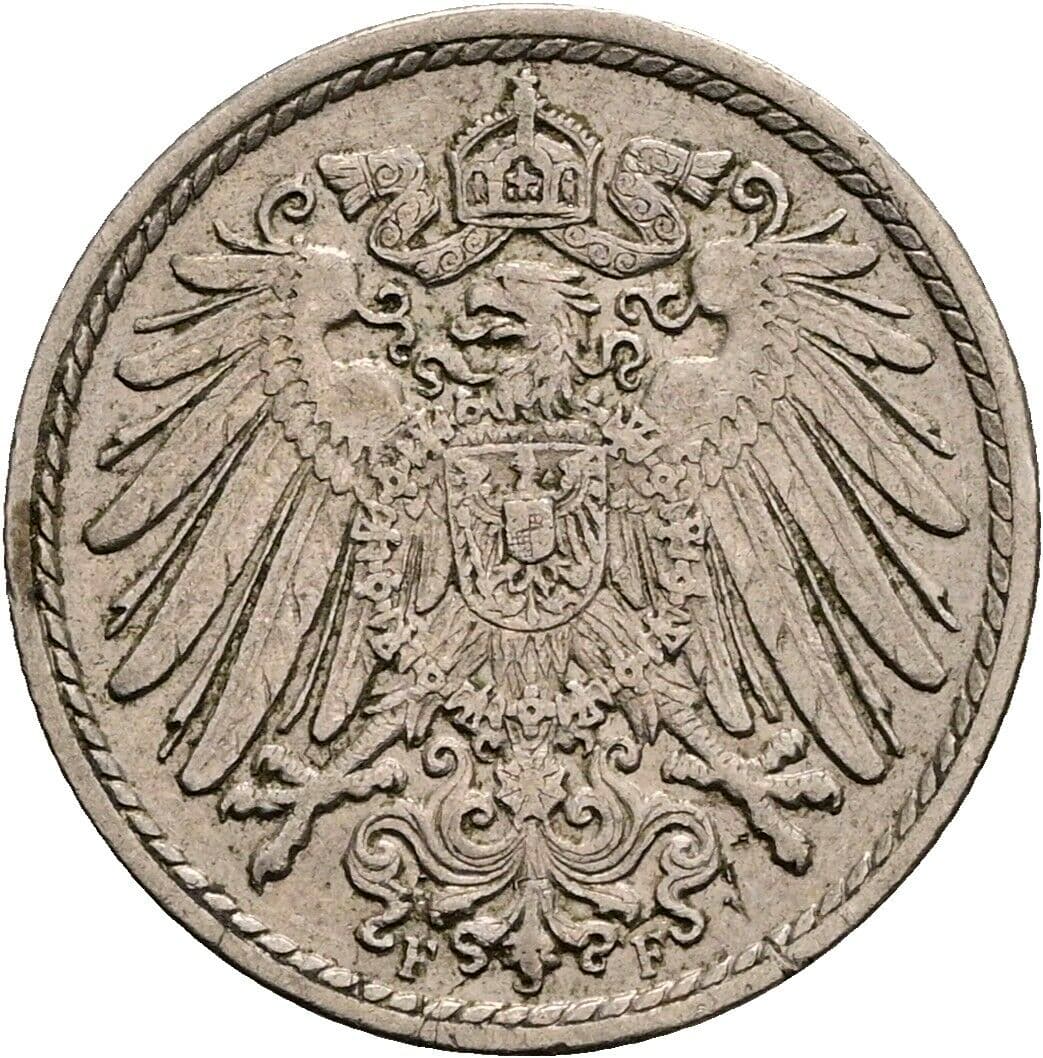 5 Pfennig 1910 F – Rückseite
