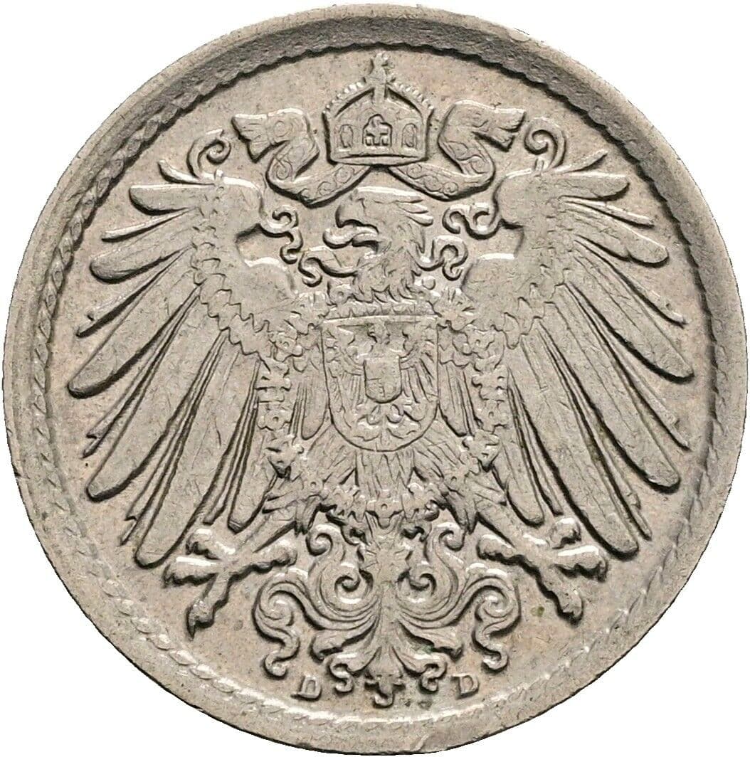 5 Pfennig 1912 D – Rückseite