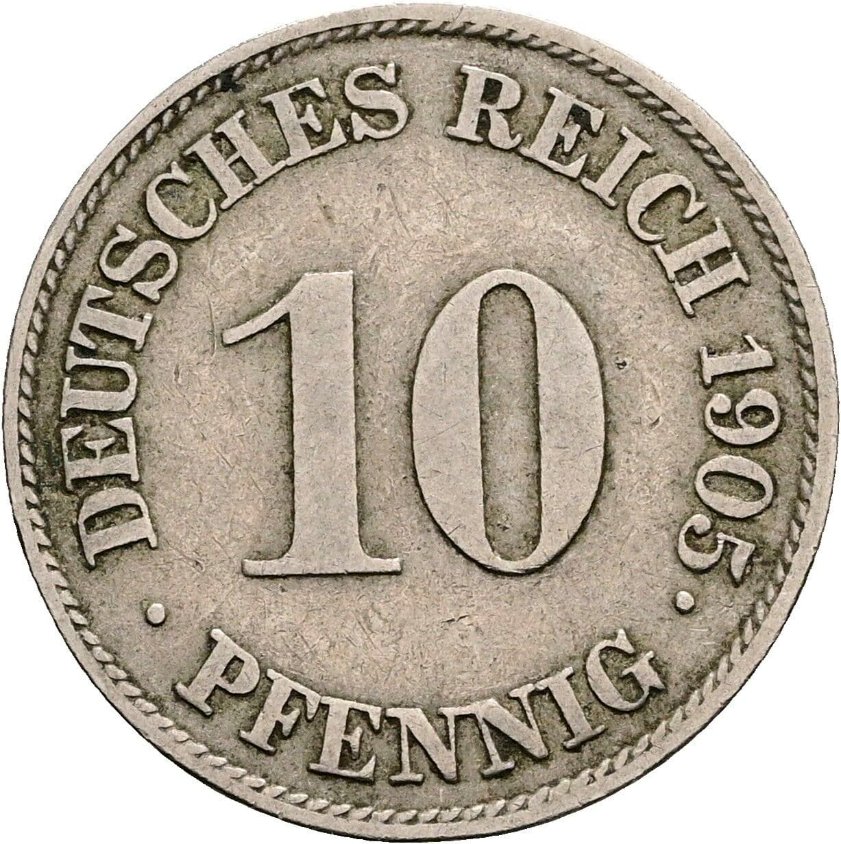 10 Pfennig 1905 J – Vorderseite