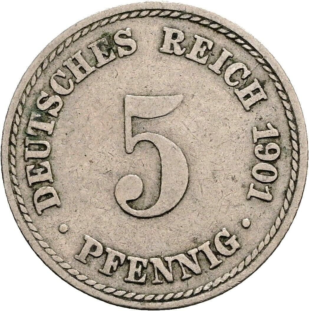 5 Pfennig 1901 A – Vorderseite
