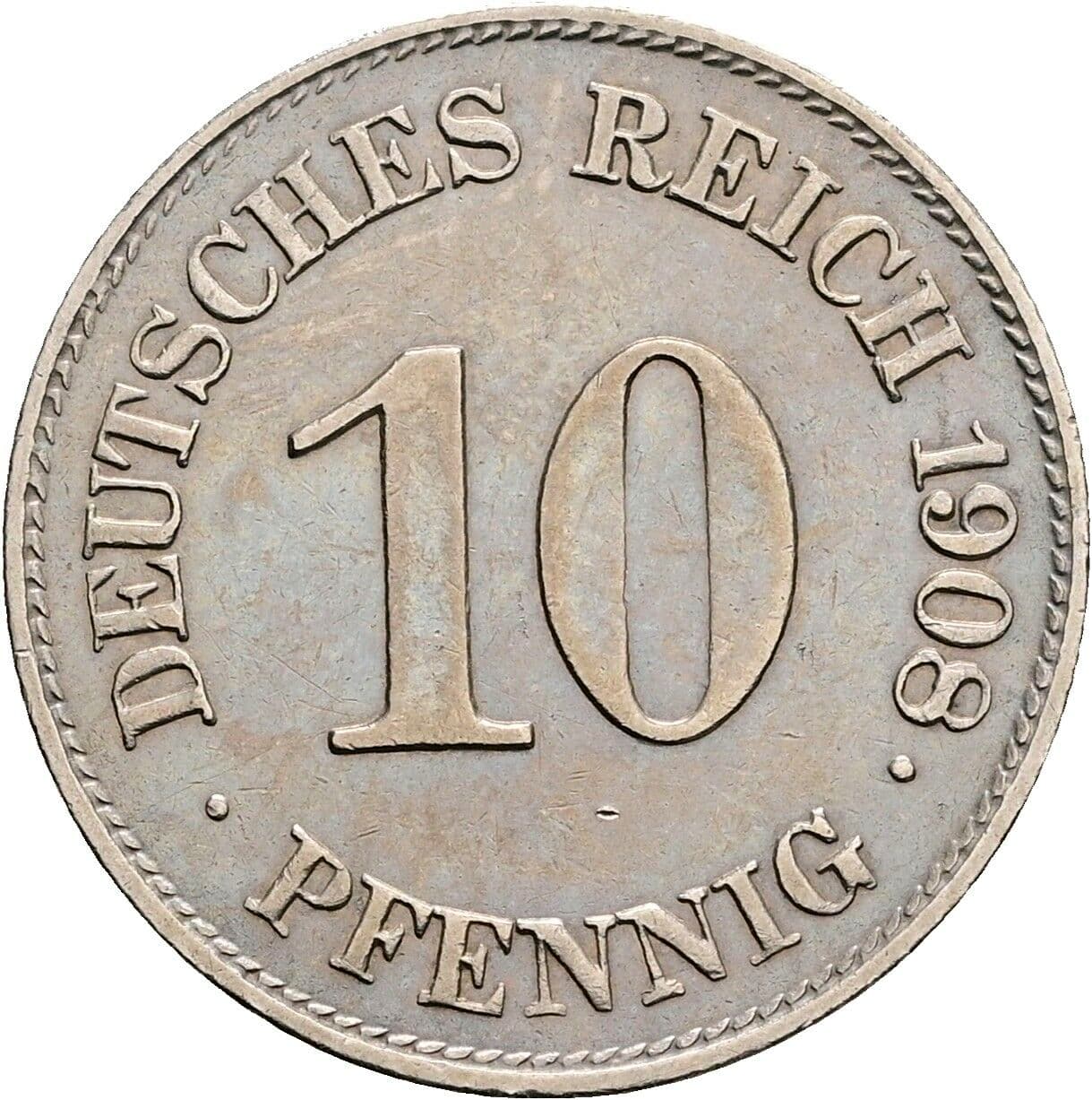10 Pfennig 1908 E – Vorderseite