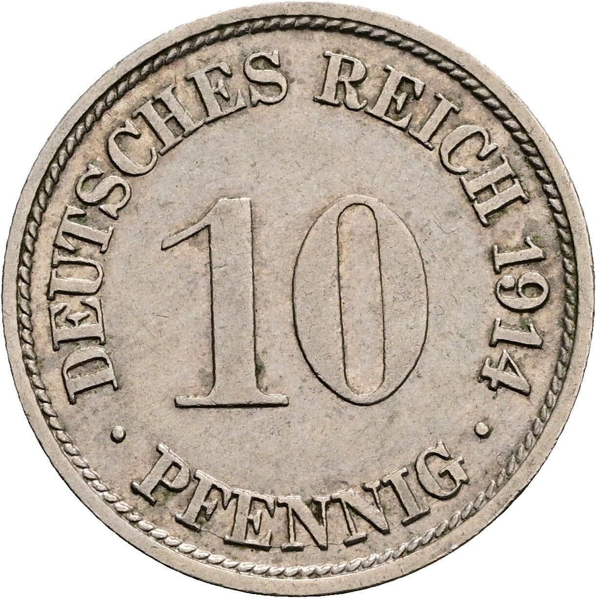10 Pfennig 1914 F – Vorderseite