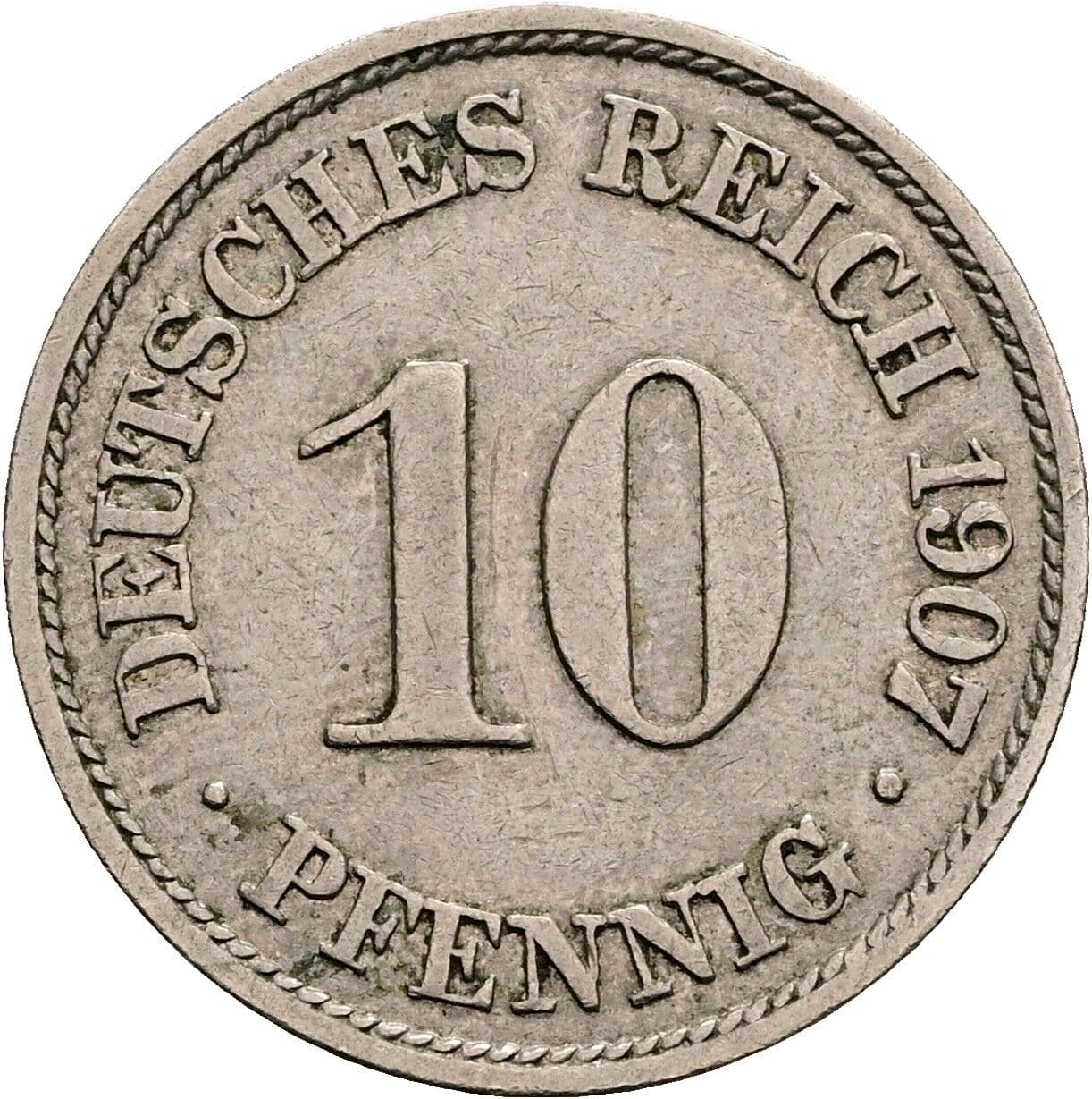 10 Pfennig 1907 A – Vorderseite
