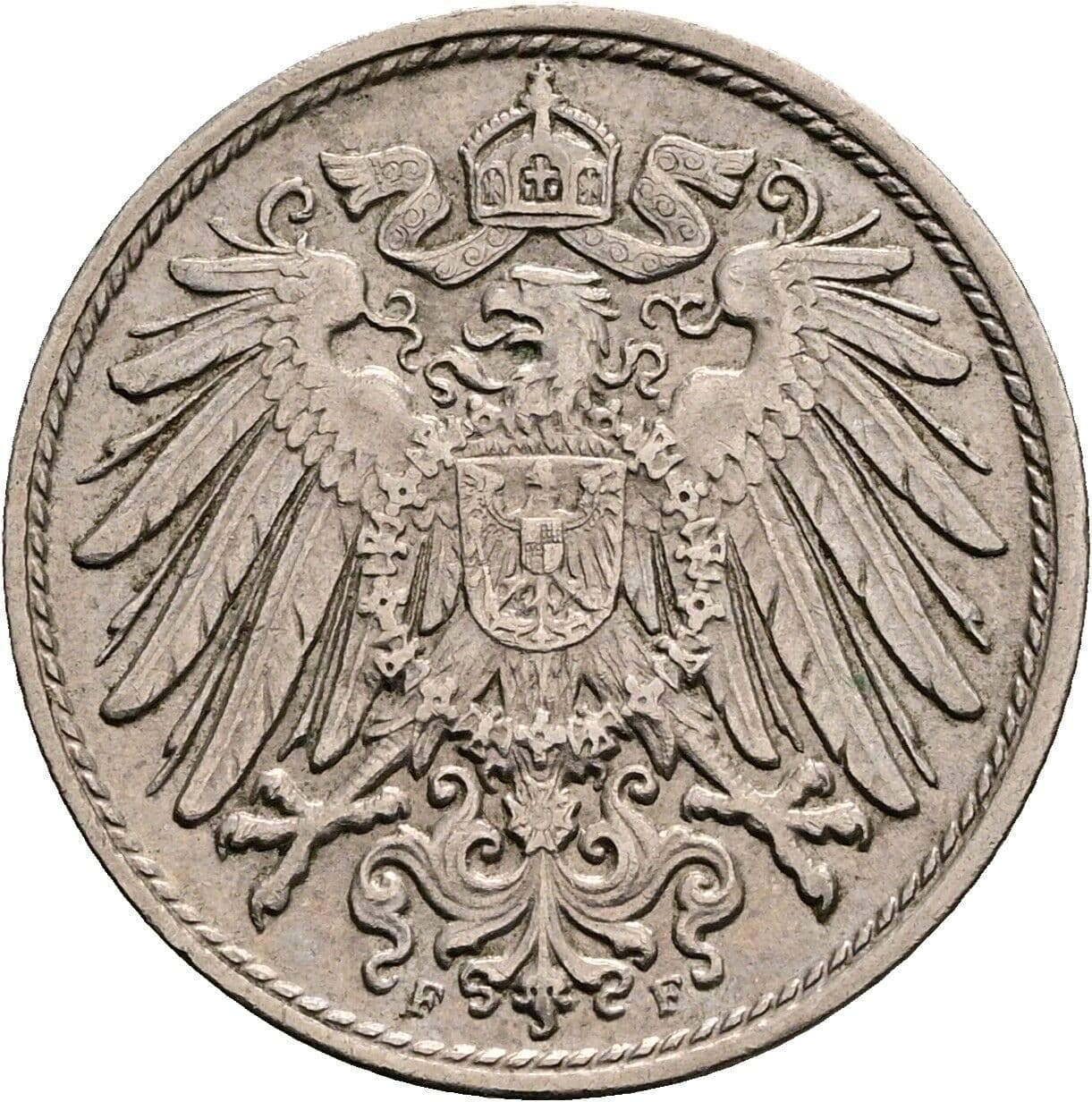 10 Pfennig 1908 F – Rückseite