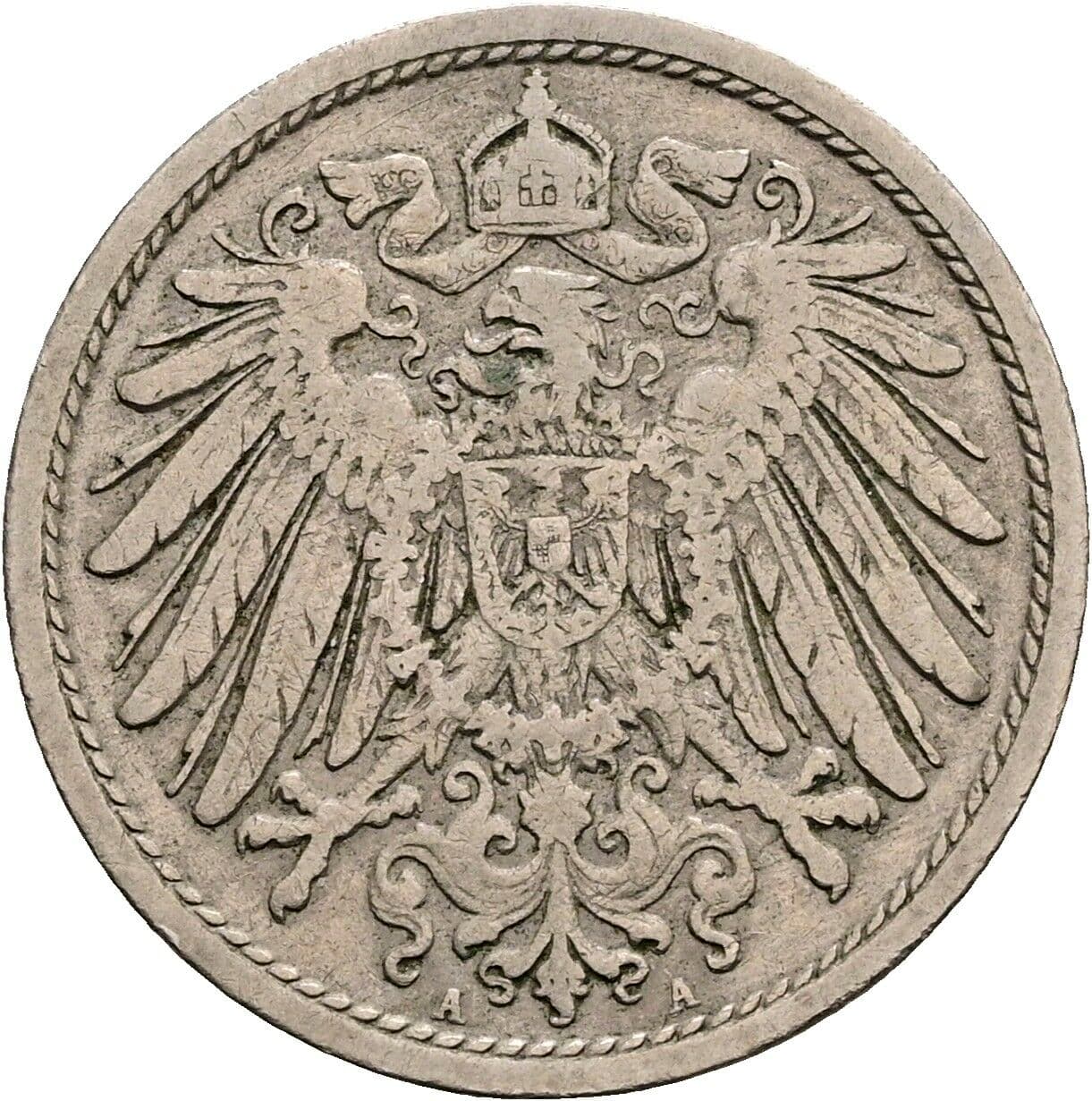 10 Pfennig 1908 A – Rückseite