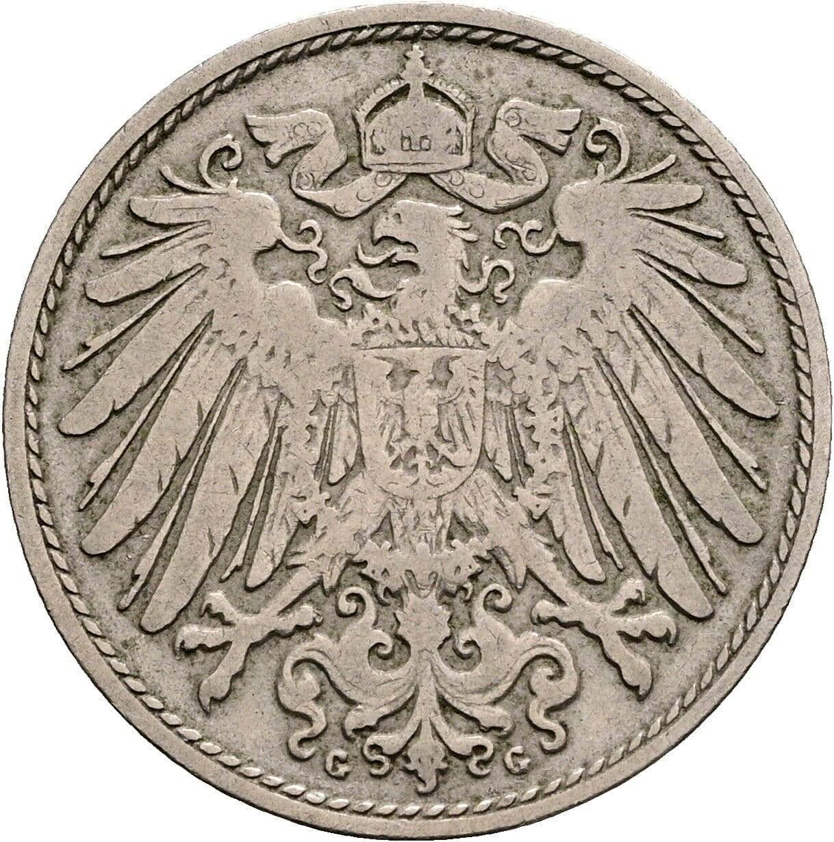 10 Pfennig 1896 G – Rückseite