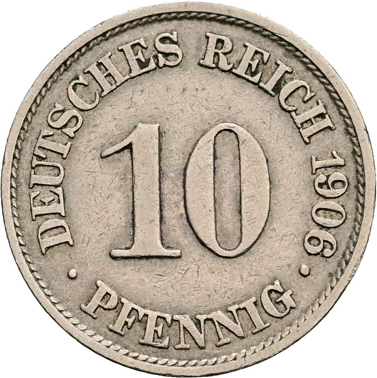 10 Pfennig 1906 A – Vorderseite