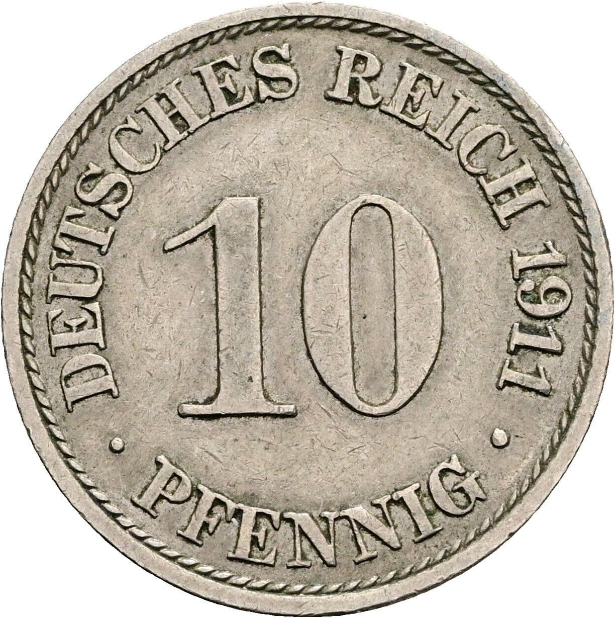 10 Pfennig 1911 A – Vorderseite
