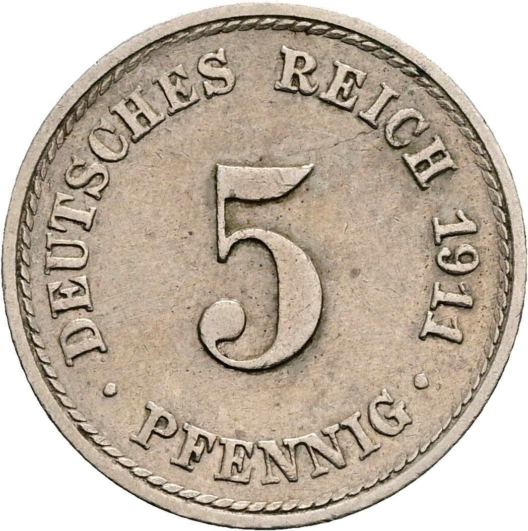 5 Pfennig 1911 A – Vorderseite