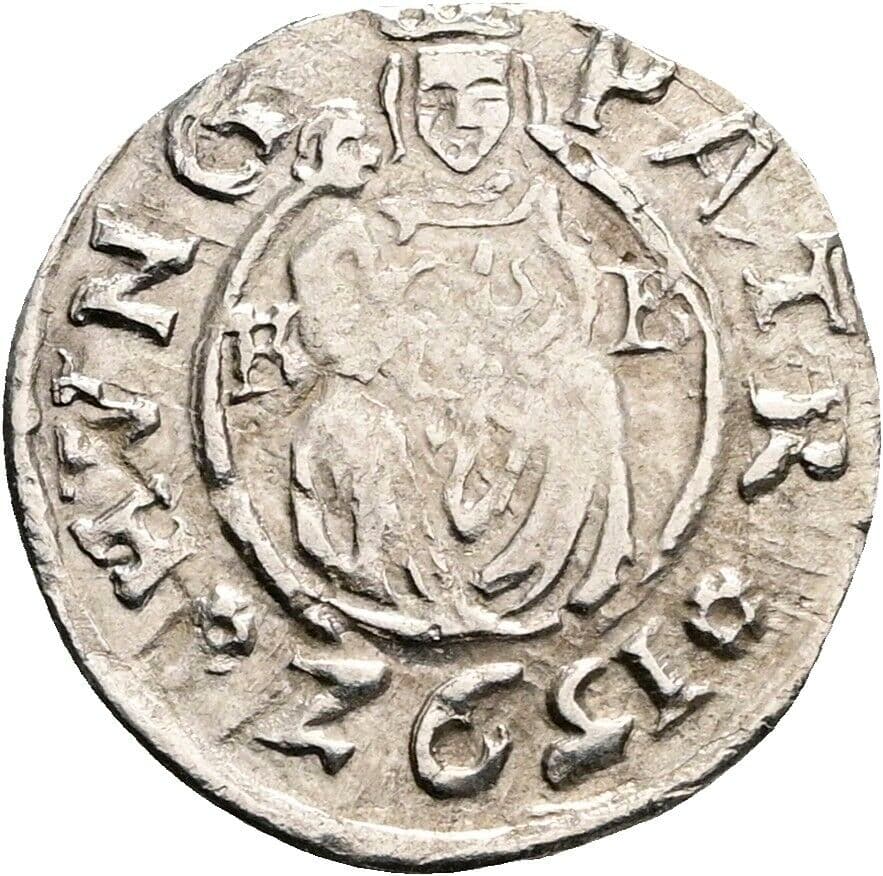 Denar Rudolf II. 1592 KB, Kremnitz – Vorderseite