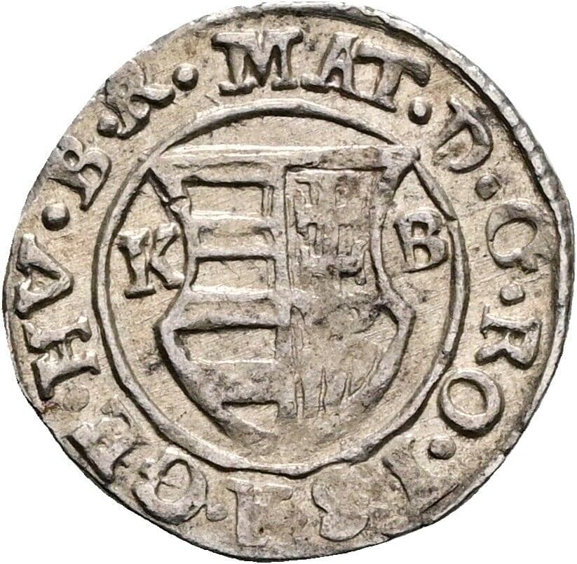 Denar Matthias II. 1608-1619 1617 KB, Kremnitz – Rückseite