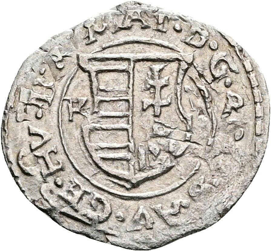 Denar Matthias II. 1608-1619 1614 KB, Kremnitz – Rückseite