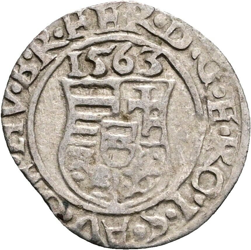 Denar Ferdinand I. 1521-1564 1563 KB, Kremnitz – Rückseite