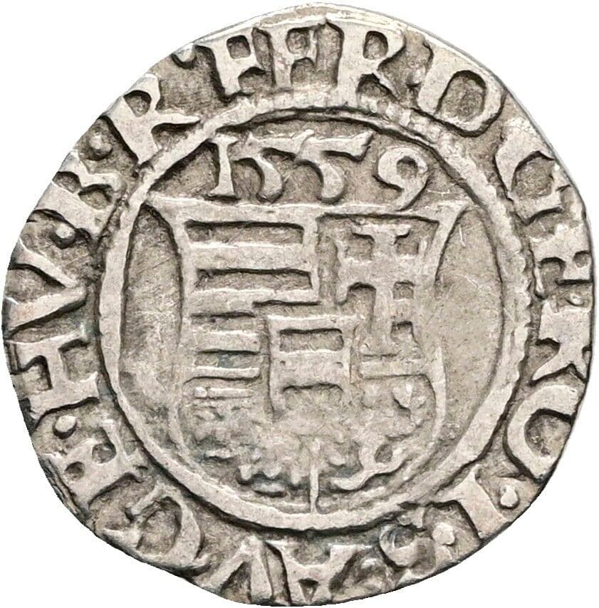 Denar Ferdinand I. 1559 KB, Kremnitz – Rückseite