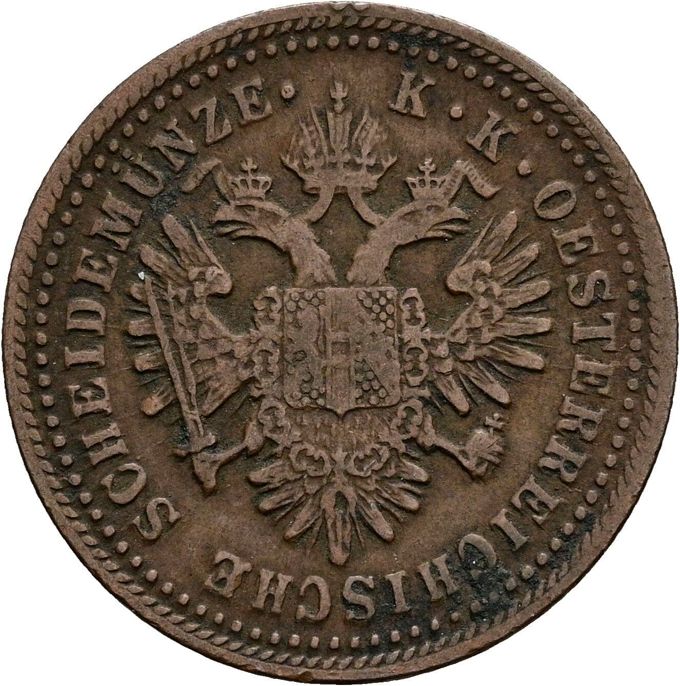 1 Kreuzer Franz Joseph I. 1848-1916 1851 A, Wien – Rückseite