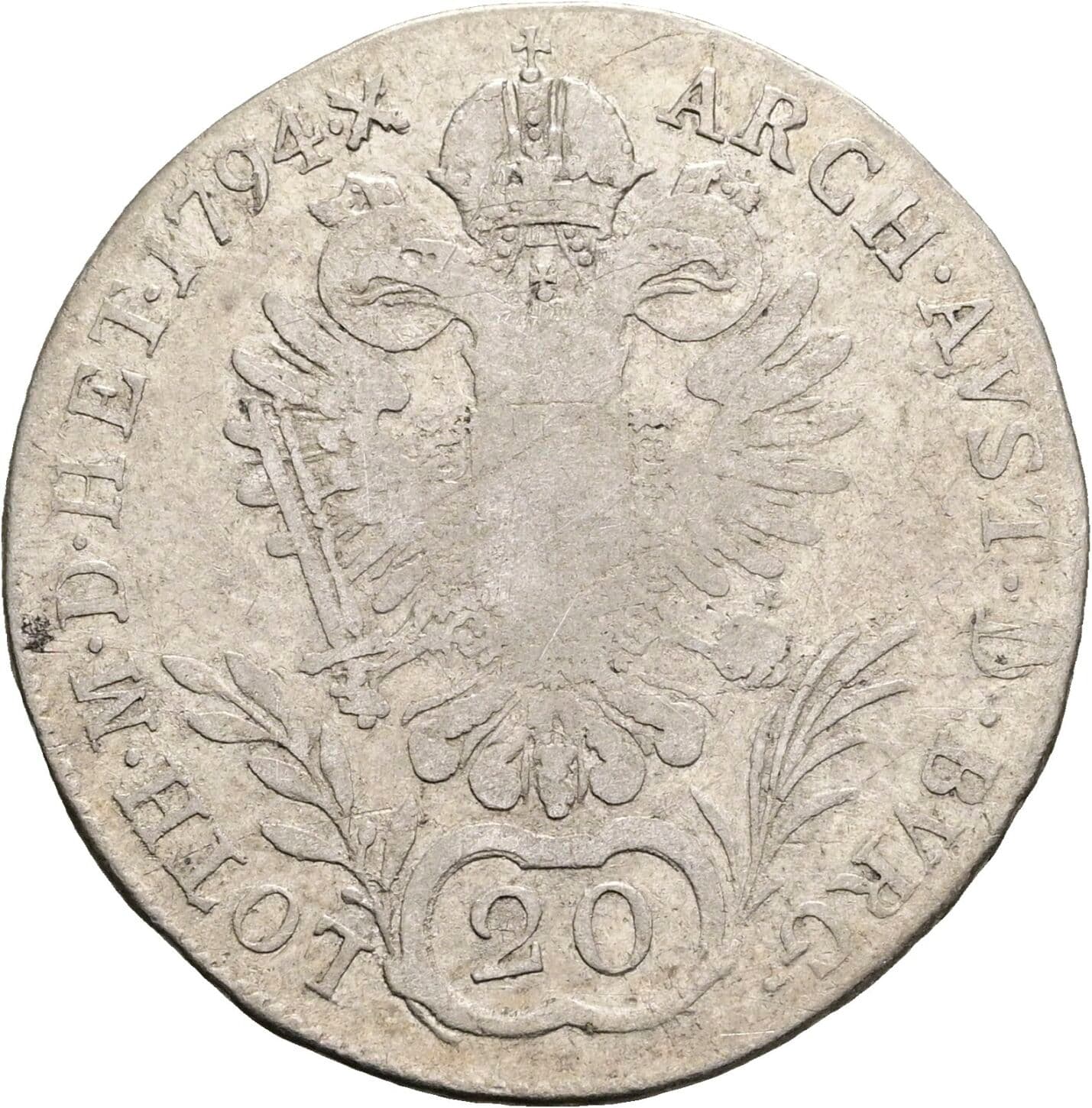 20 Kreuzer Franz II.(I.) 1792-1835 1794 E – Rückseite