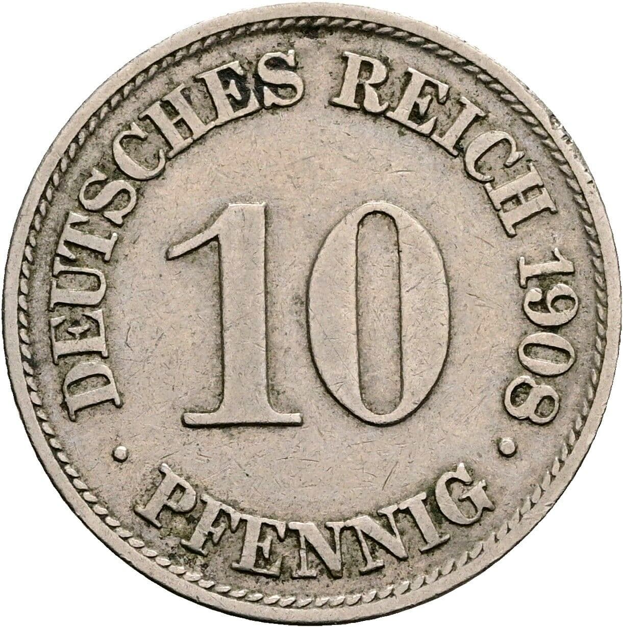 10 Pfennig 1908 A – Vorderseite