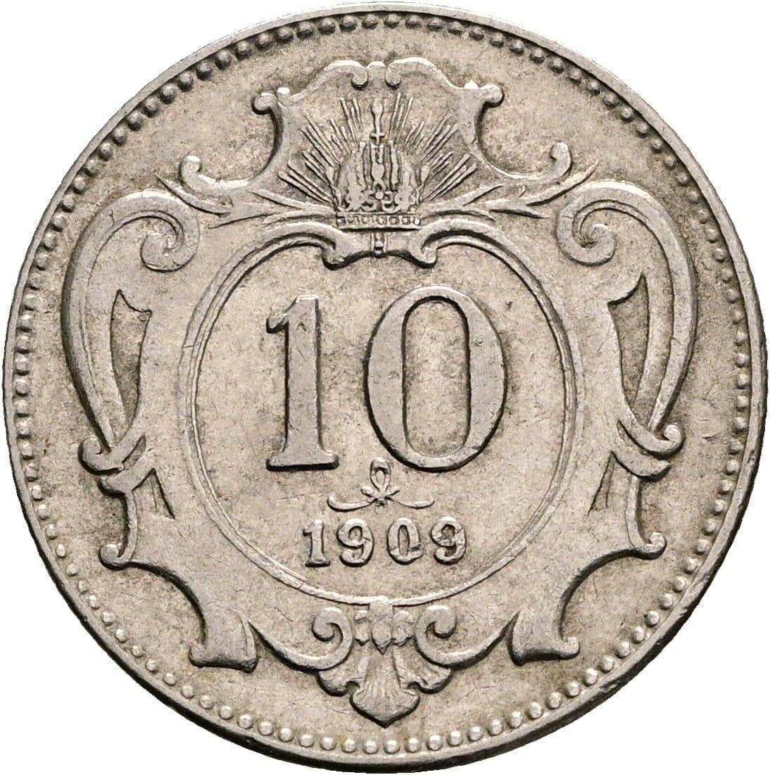 10 Heller Franz Joseph I. 1848-1916 1909 – Vorderseite