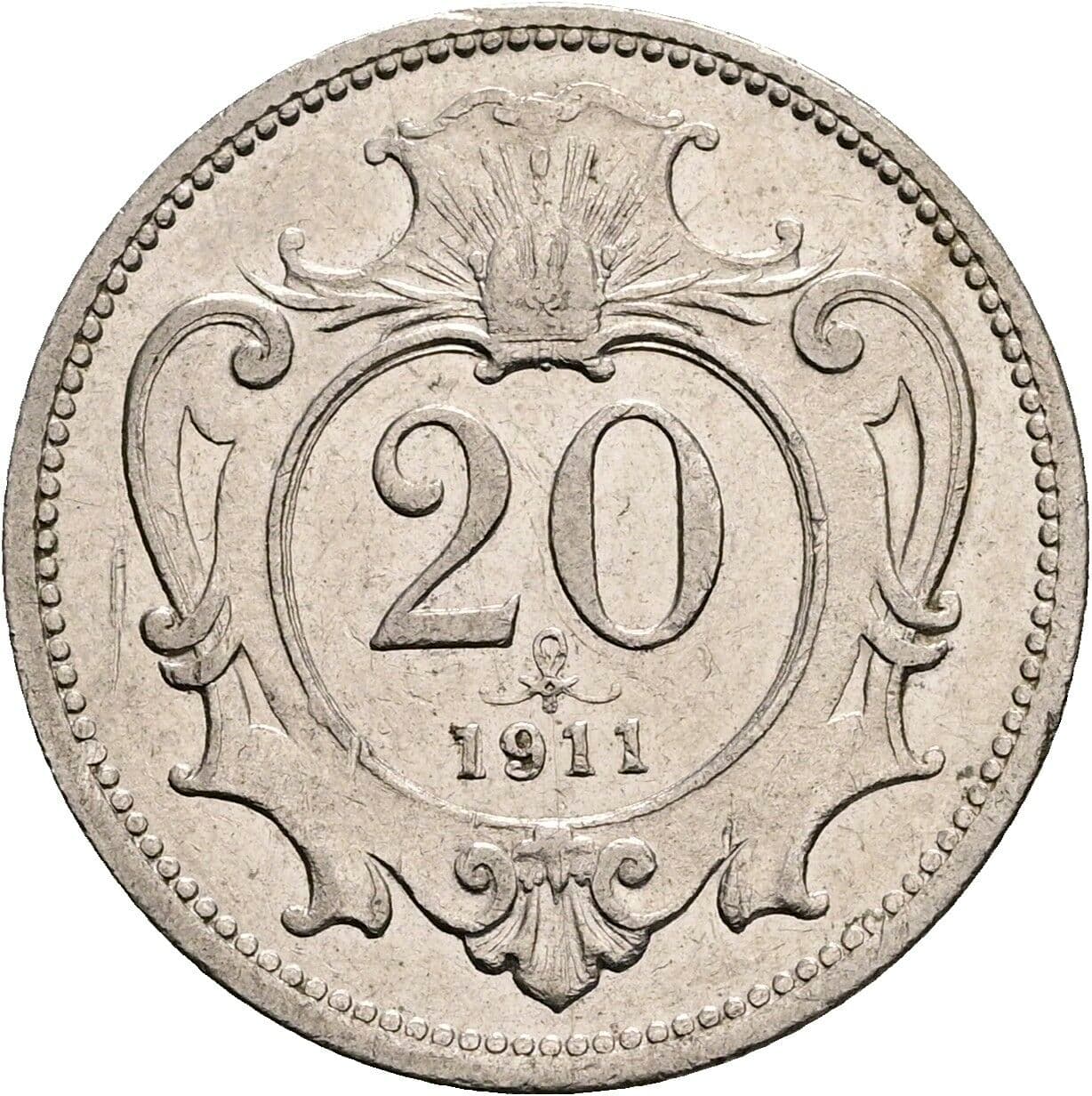 20 Heller Franz Joseph I. 1848-1916 1911 – Vorderseite