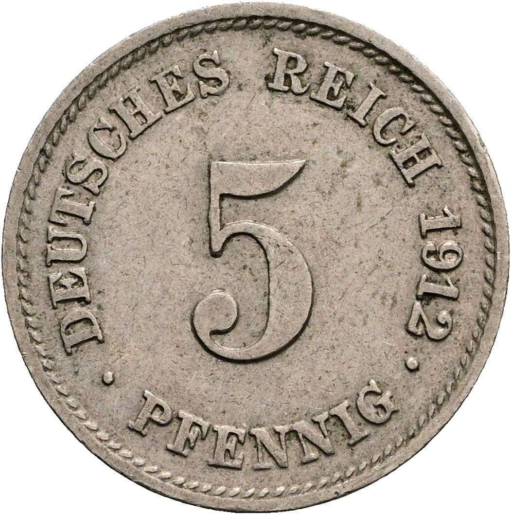 5 Pfennig 1912 G – Vorderseite
