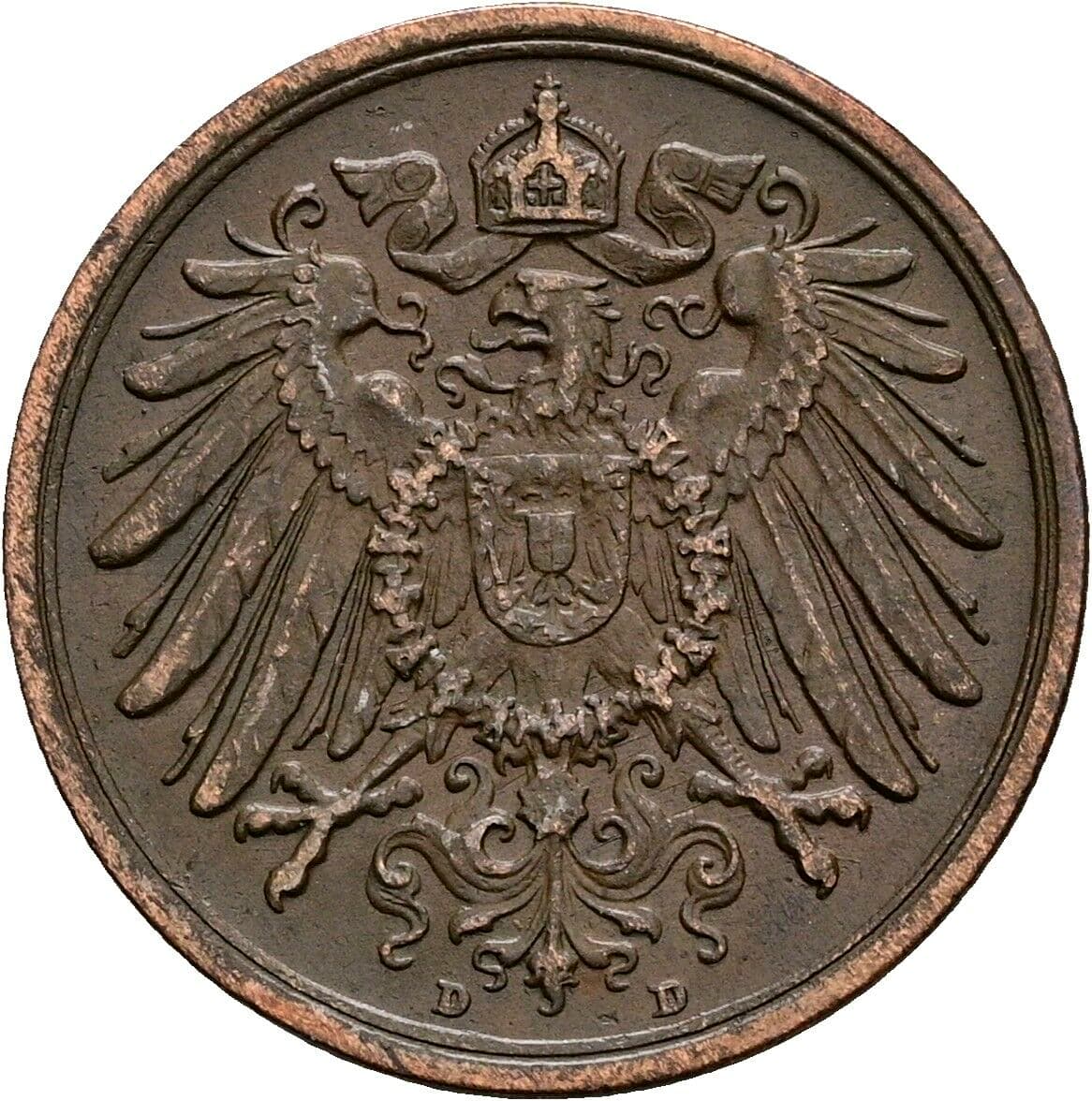 2 Pfennig 1916 D – Rückseite
