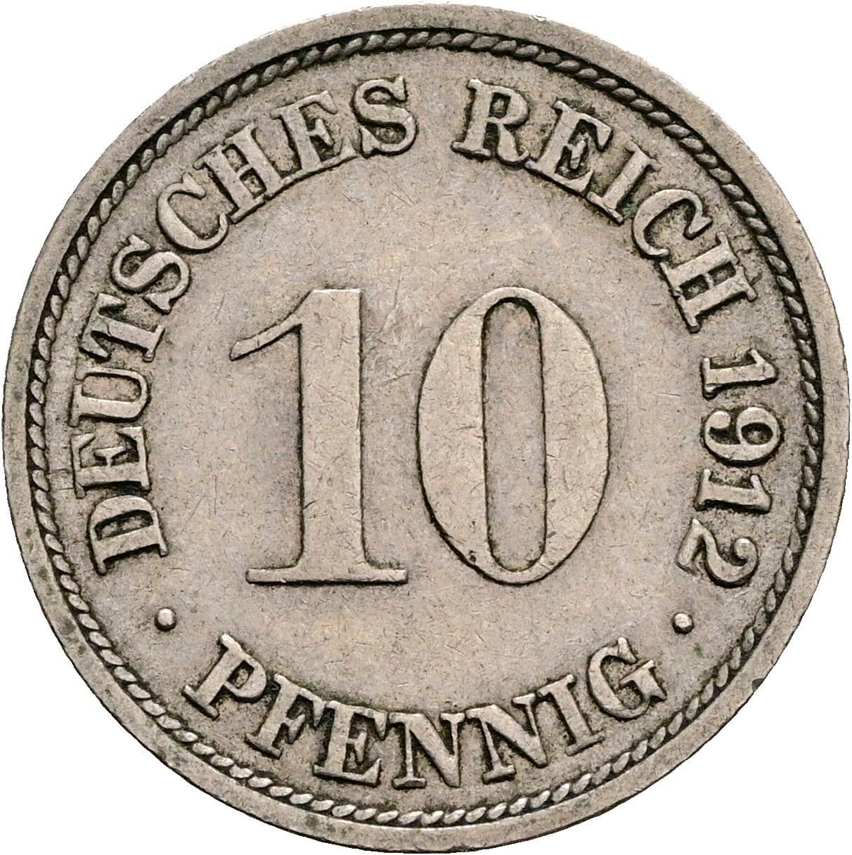 10 Pfennig 1912 F – Vorderseite