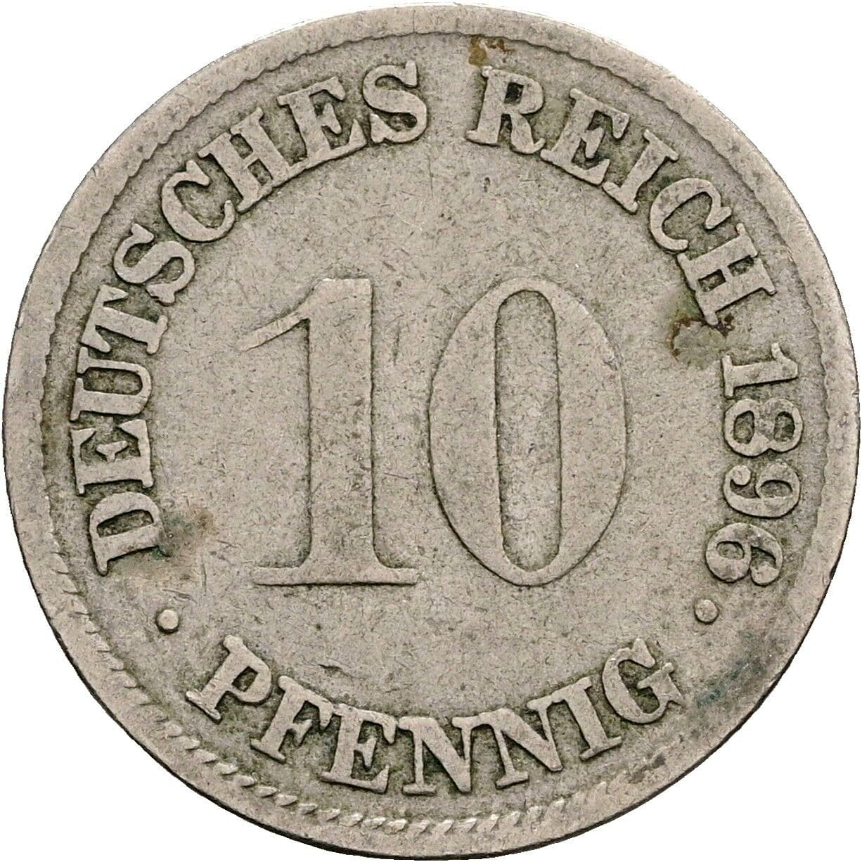 10 Pfennig 1896 G – Vorderseite