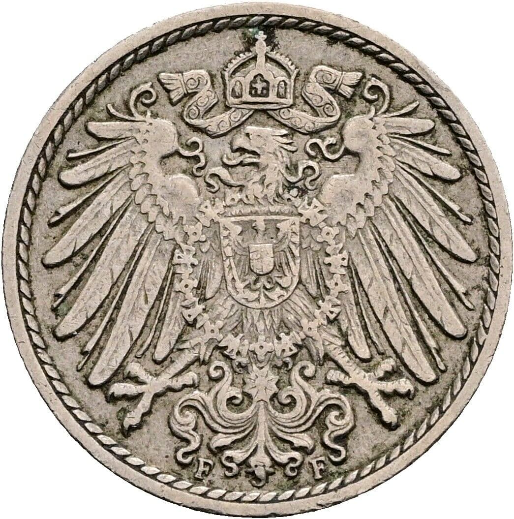 5 Pfennig 1913 F – Rückseite