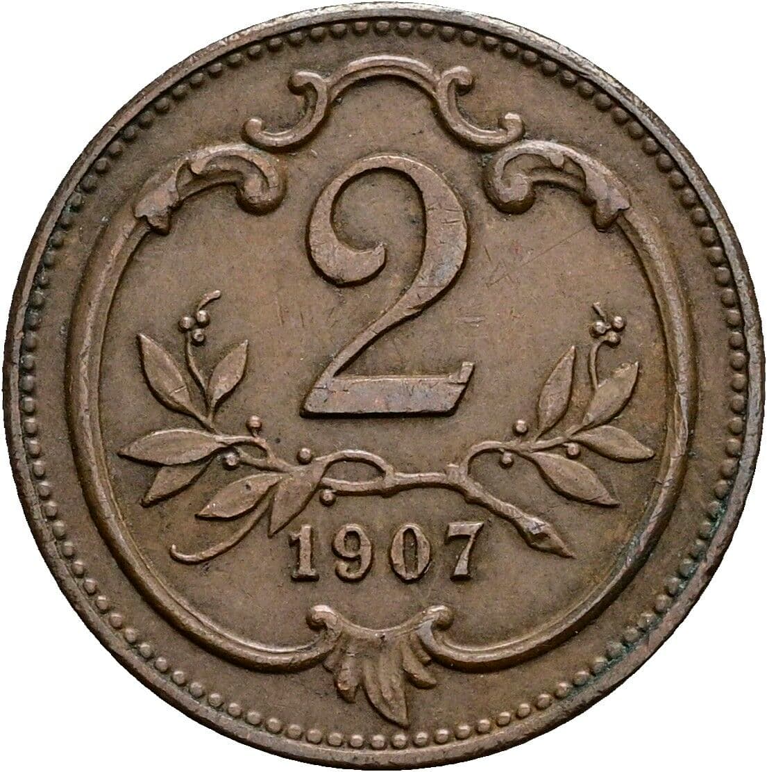 2 Heller Franz Joseph I. 1848-1916 1907 – Vorderseite