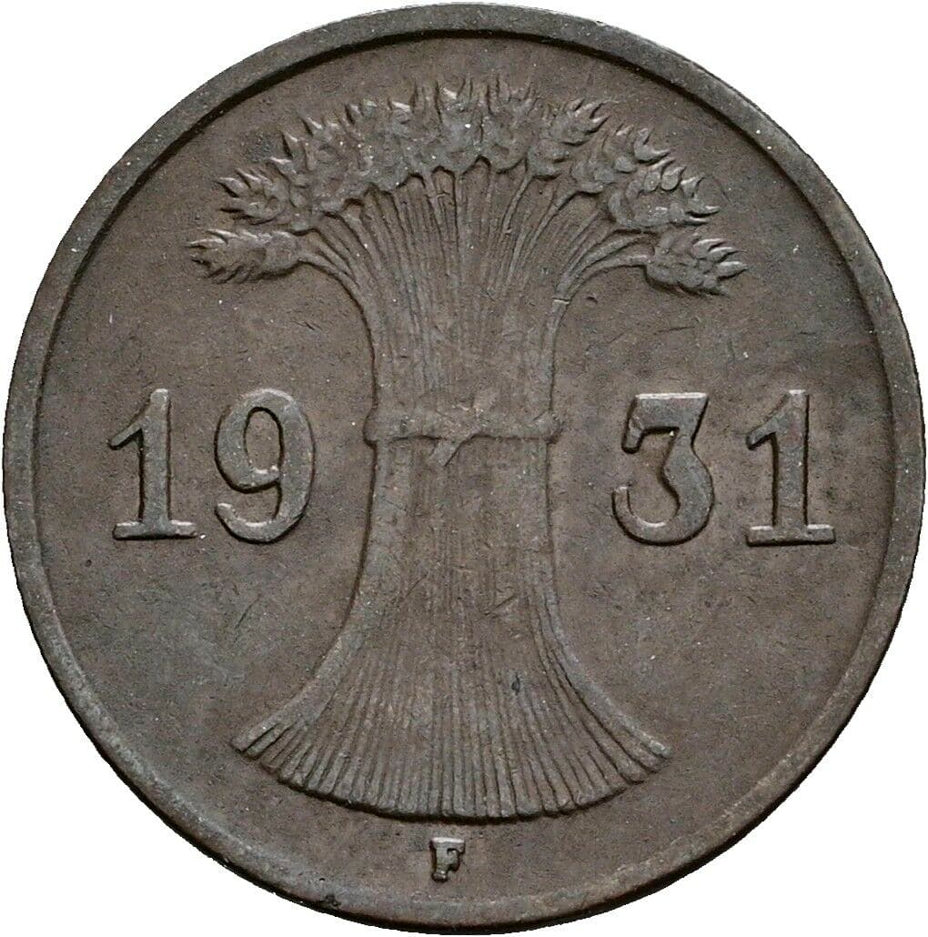 1 Reichspfennig 1931 F – Rückseite