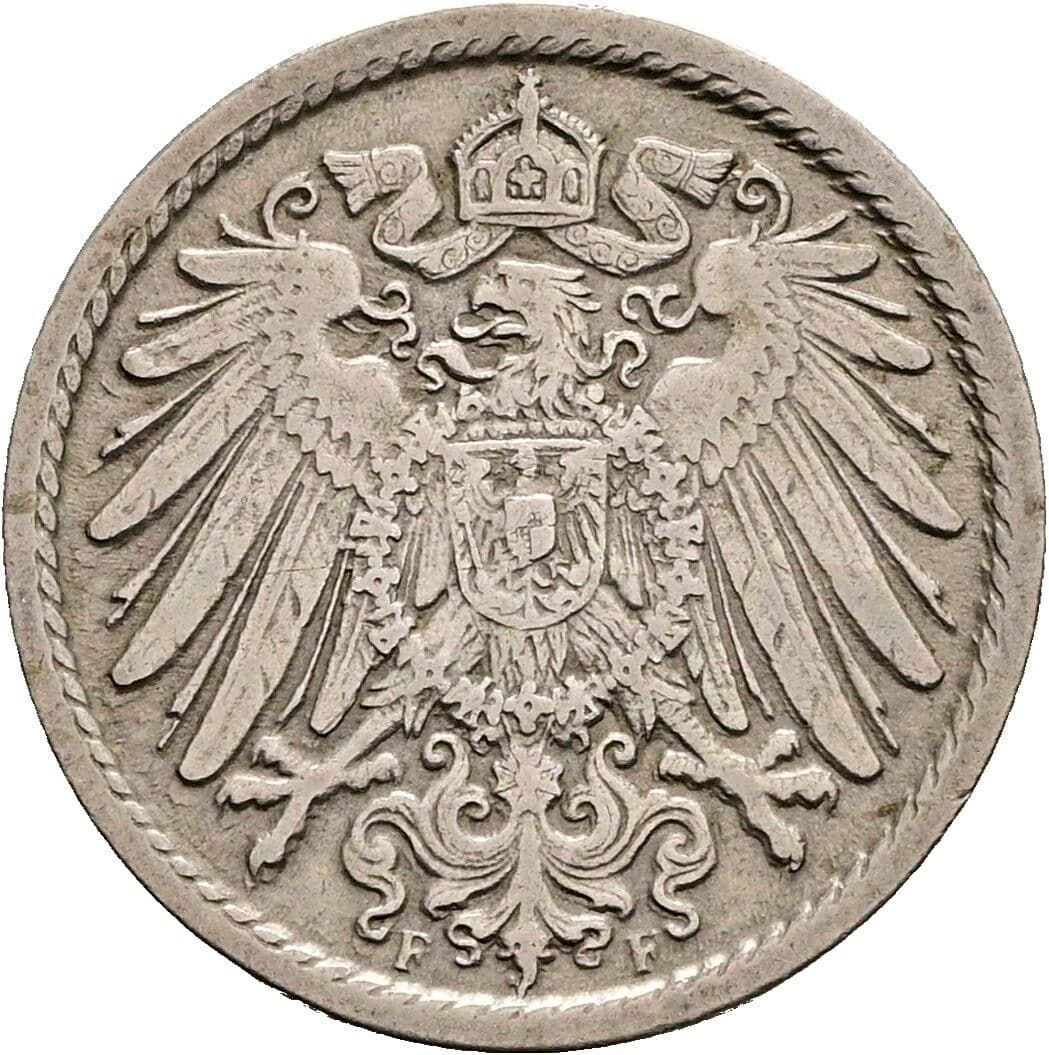 5 Pfennig 1908 F – Rückseite