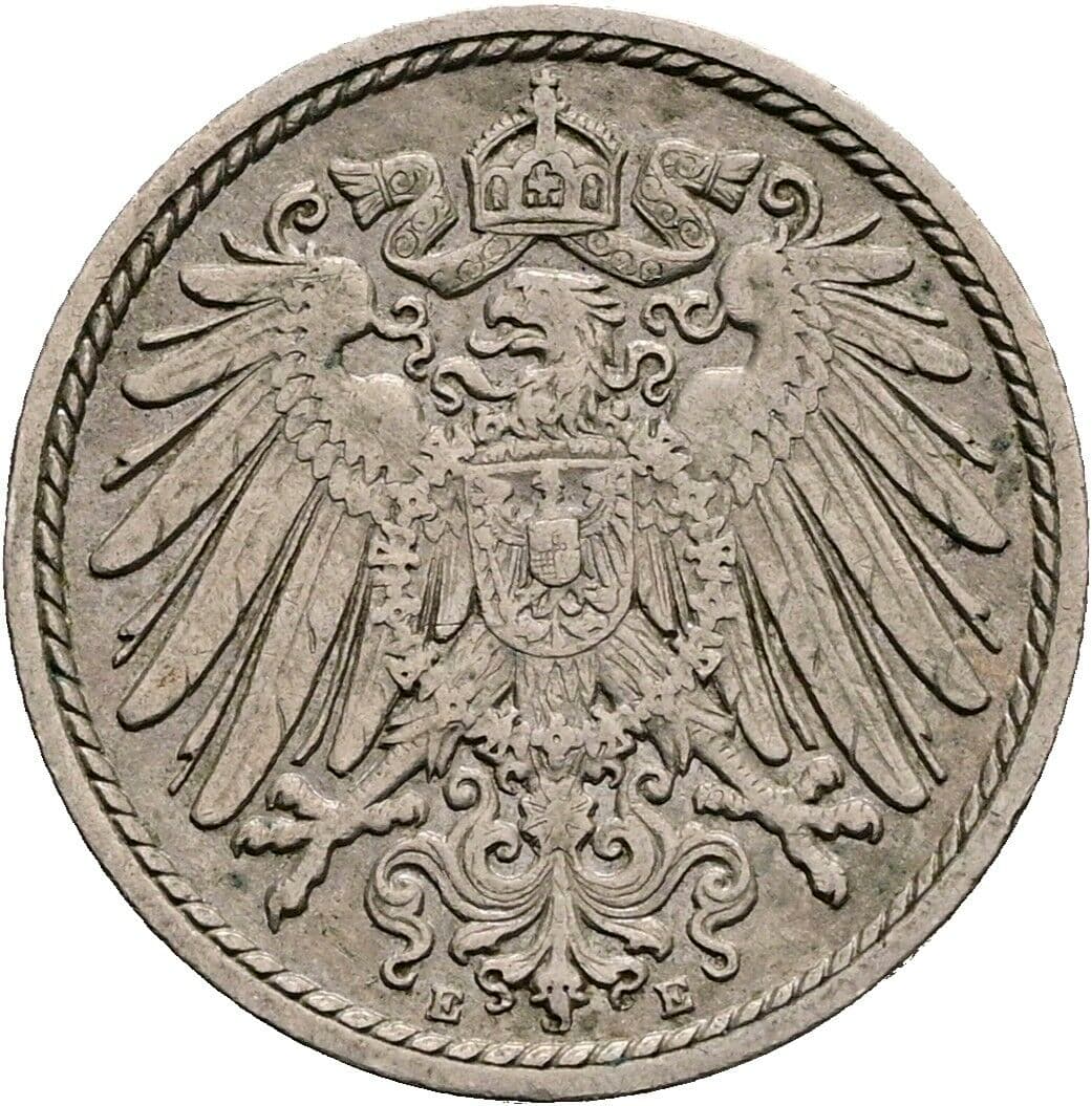 5 Pfennig 1908 E – Rückseite