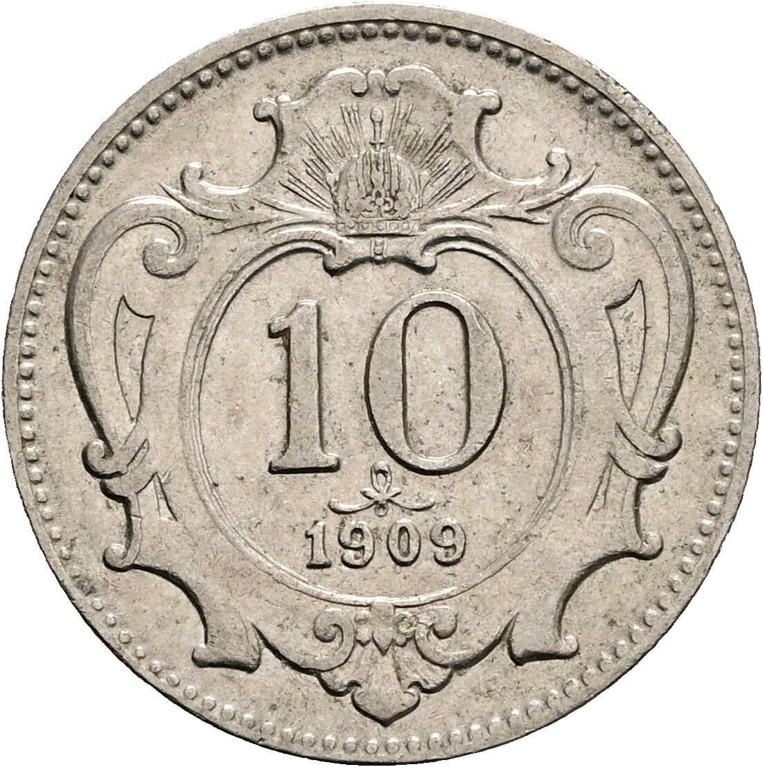 10 Heller Franz Joseph I. 1848-1916 1909 – Vorderseite