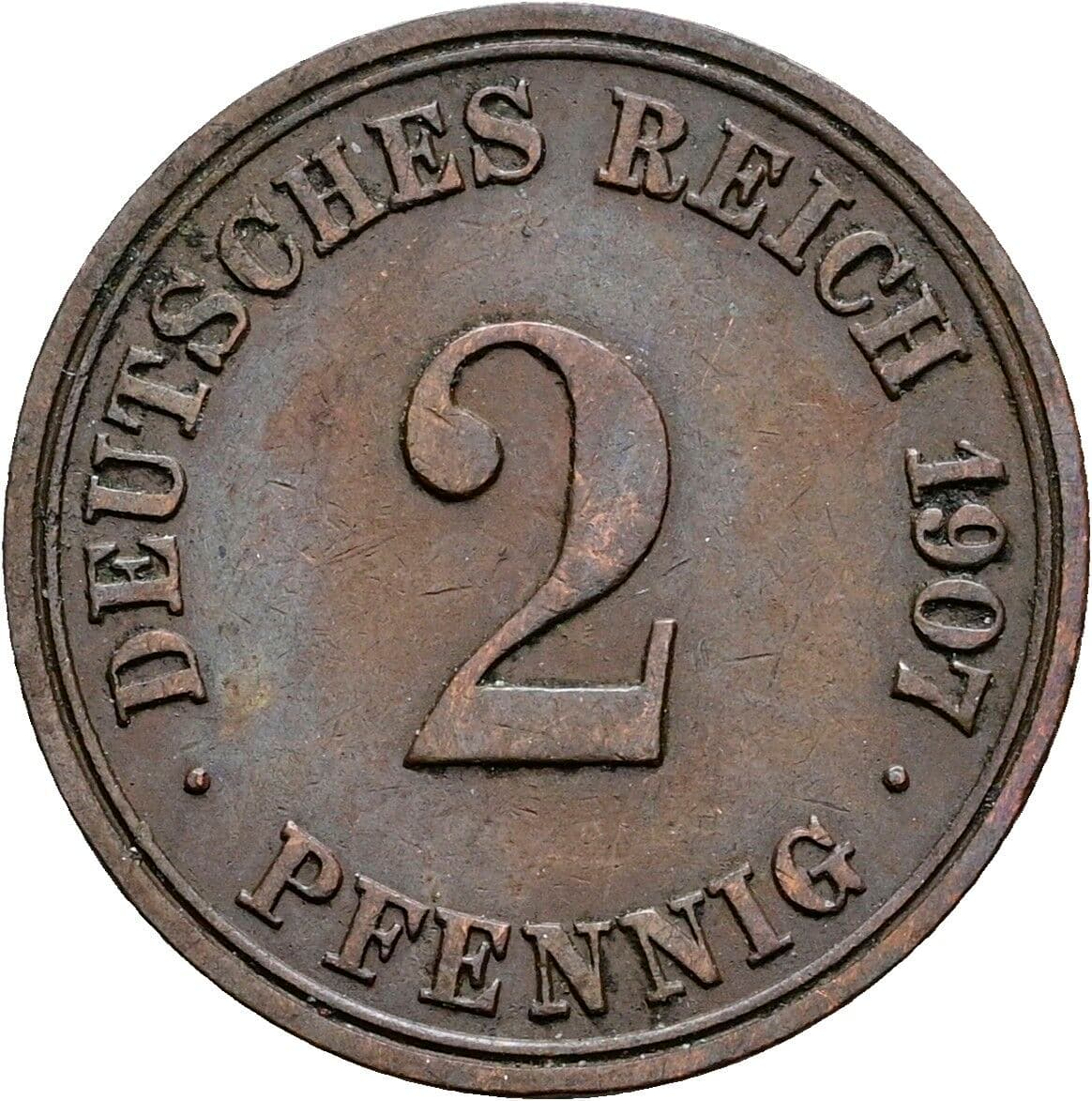 2 Pfennig 1907 A – Vorderseite