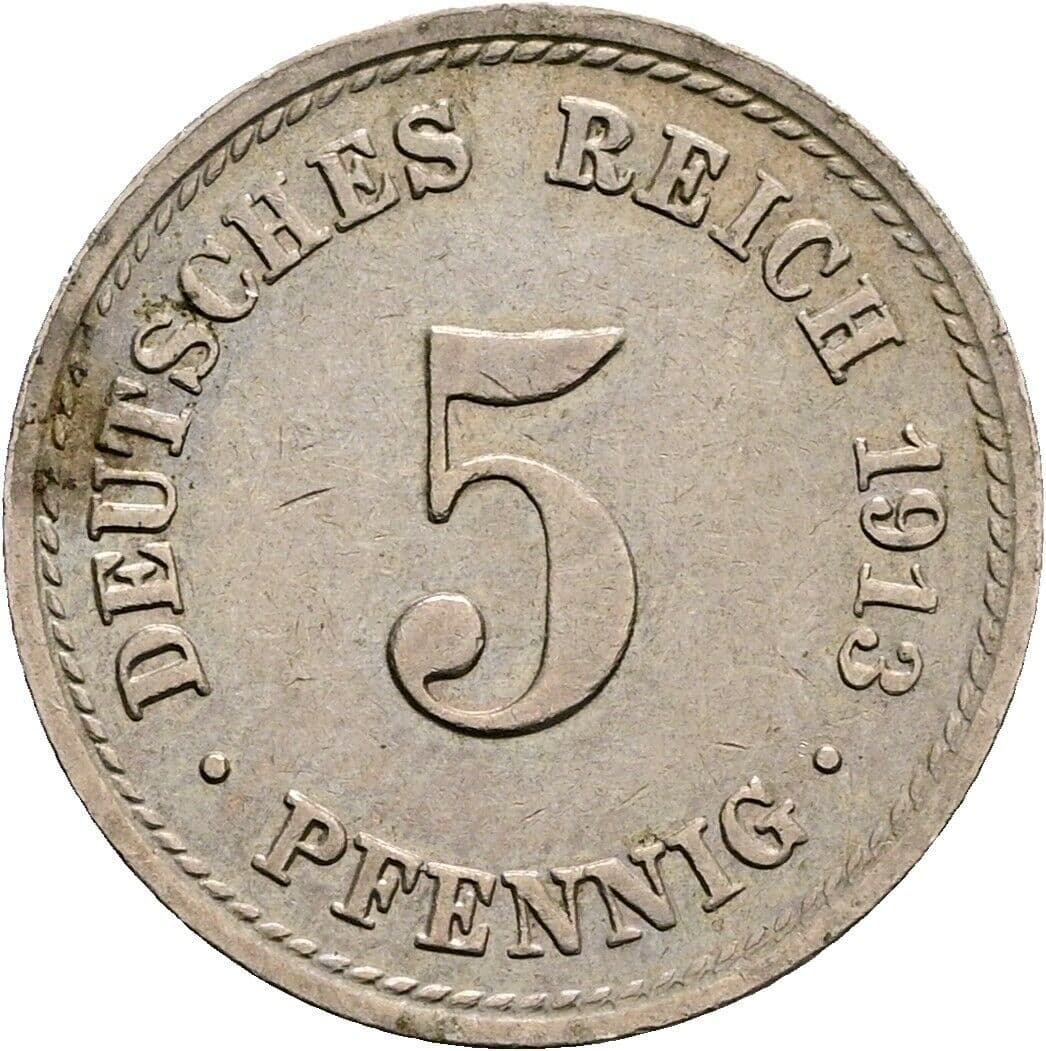 5 Pfennig 1913 A – Vorderseite