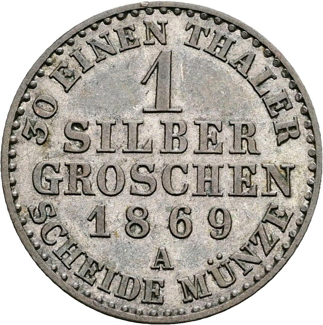 1 Silbergroschen Wilhelm I. 1869 A – Rückseite