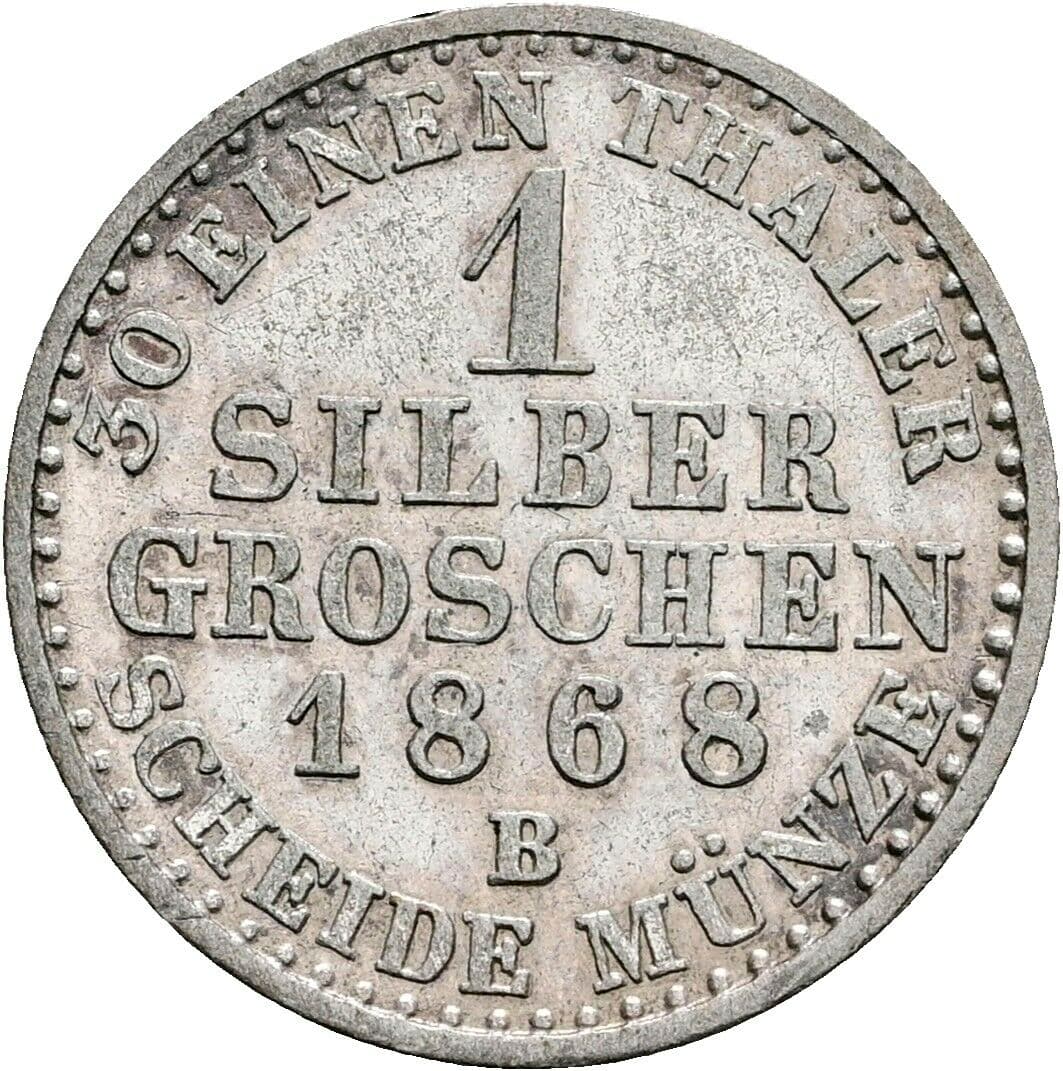 1 Silbergroschen Wilhelm I. 1861-1888 1868 B – Rückseite
