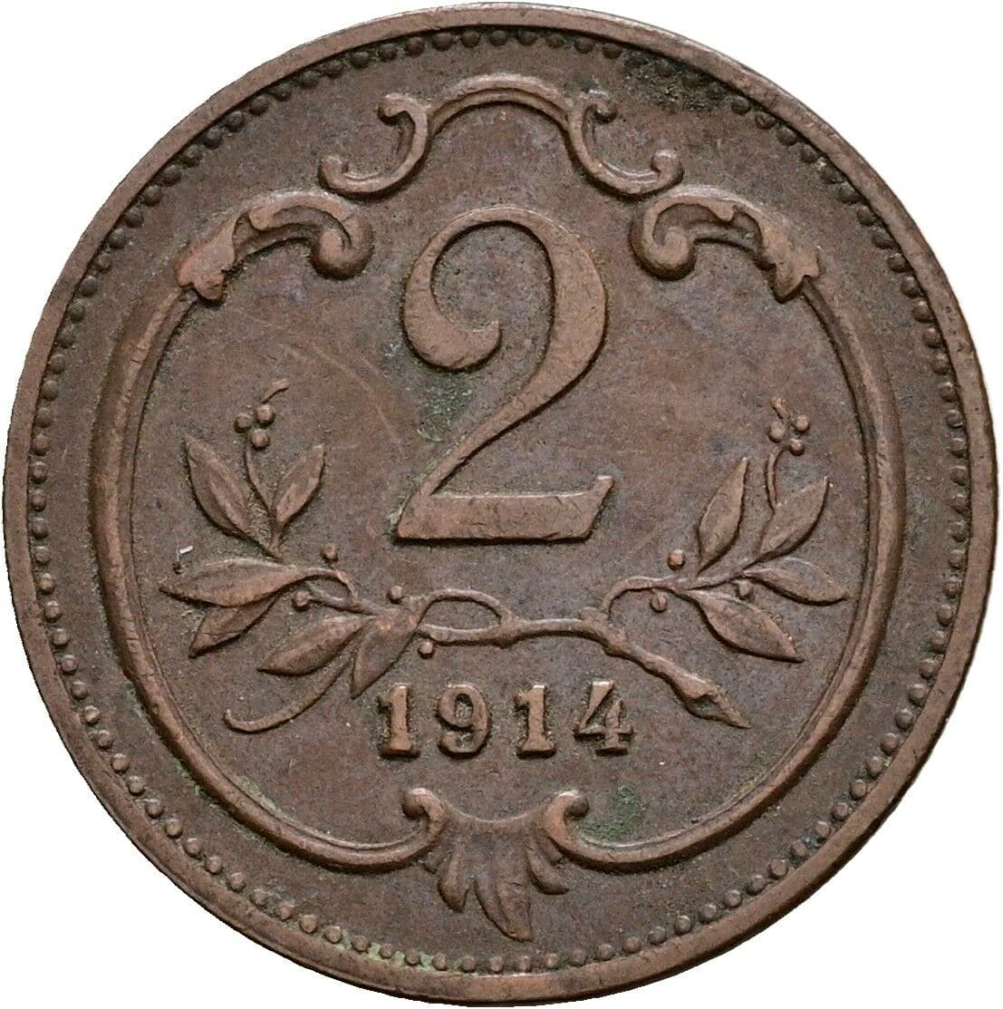 2 Heller Franz Joseph I. 1848-1916 1914 – Vorderseite