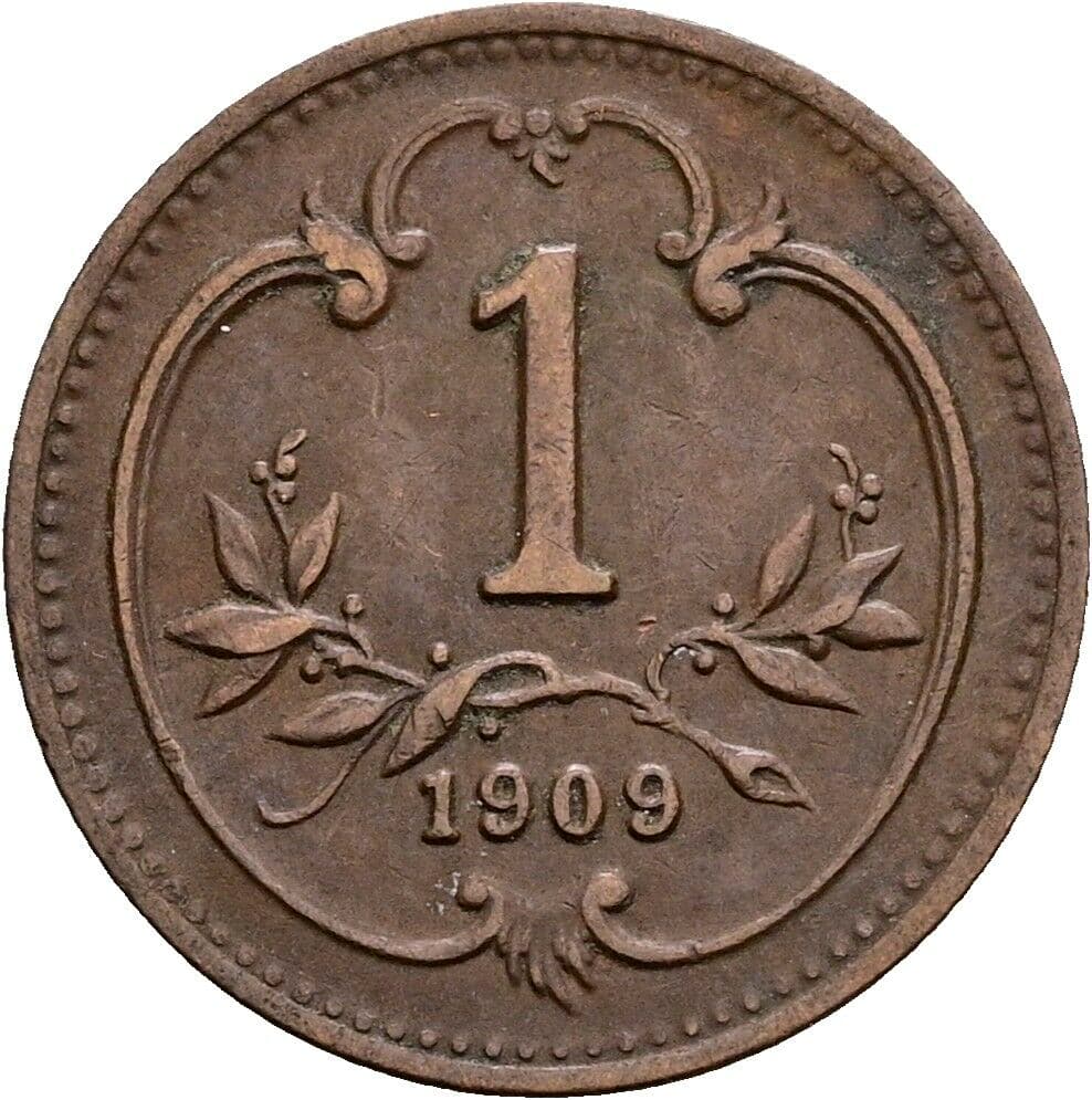 1 Heller Franz Joseph I. 1848-1916 1909 – Vorderseite